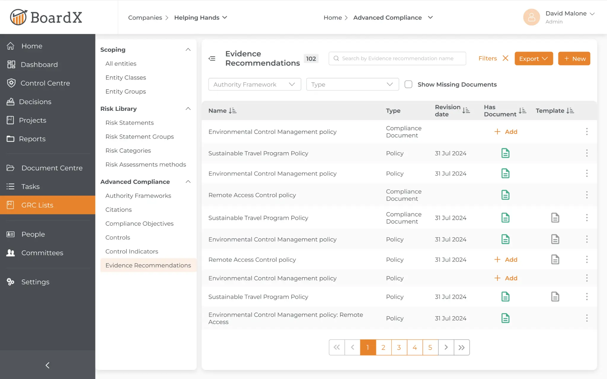 Evidence Recommendation View 1